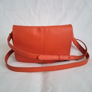 Btb Los Angeles Orange Leather Small Crossbody Bag